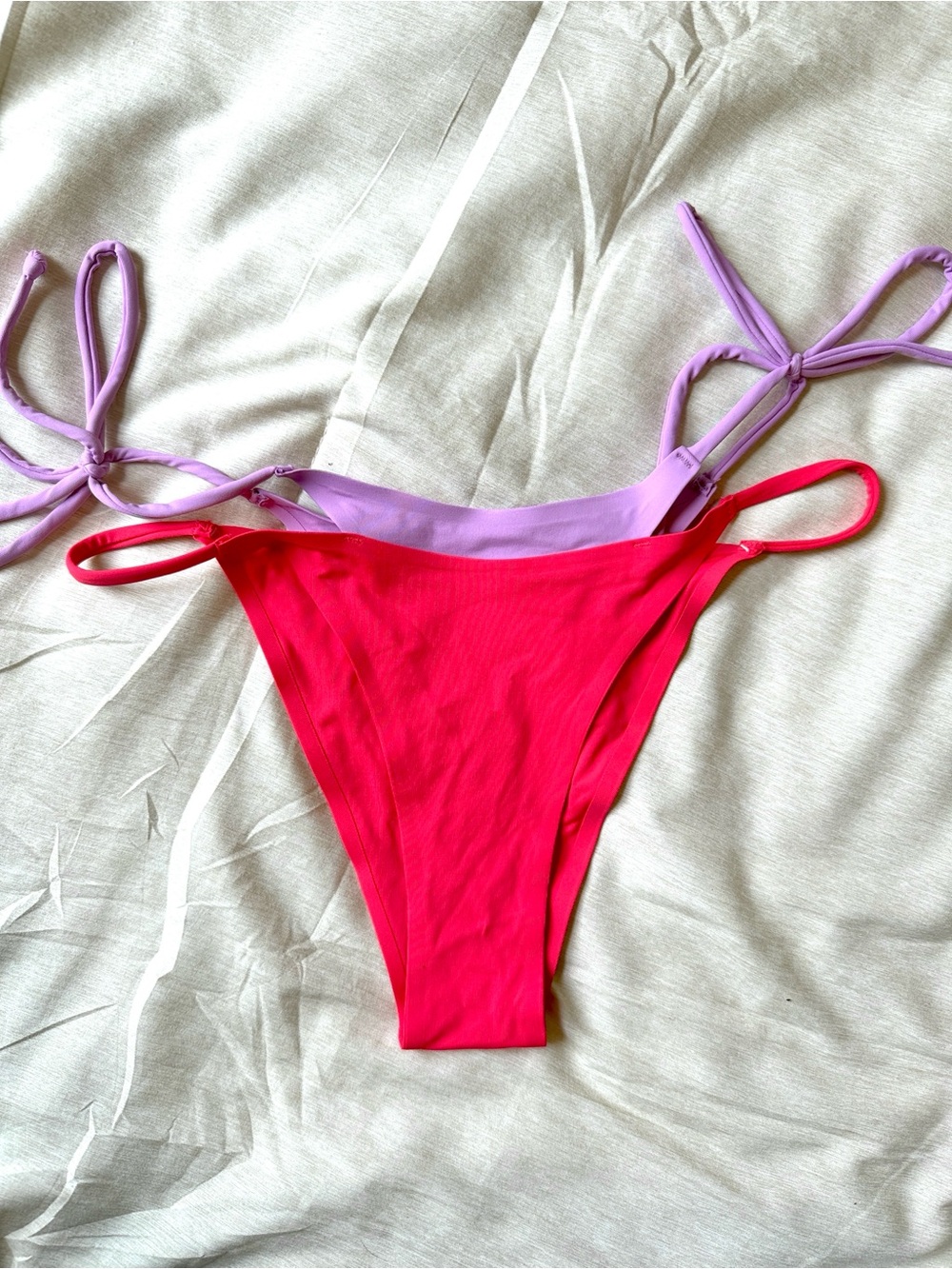 REVOLVE L-Space Two-Tone Lilac & Coral Tie-Side Bikini Bottom